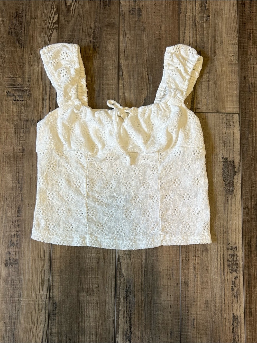 Aeropostale White Eyelet Square-Neck Tank Top